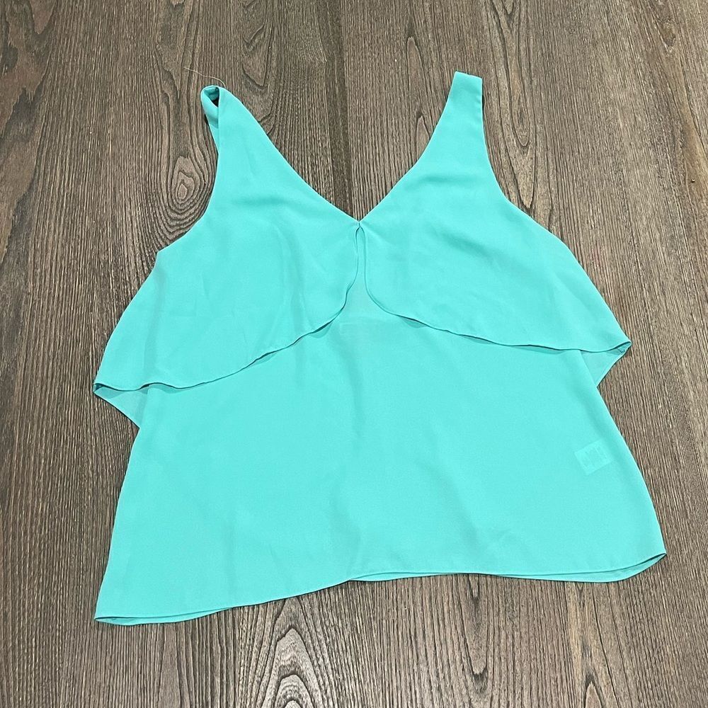 Chelsea28 Sea Blue Chiffon Layered Tank Top Size M